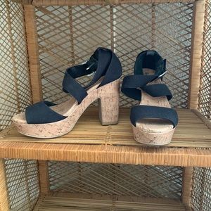 Black strappy heeled sandals